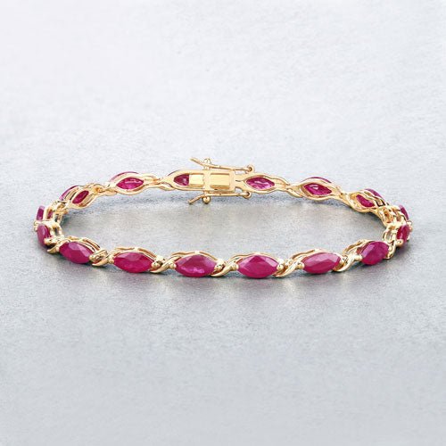 8.00 Carat Genuine Ruby 10K Yellow Gold Bracelet - Bracelets - Custom Crafting Alliance, LLC