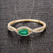 0.32 Carat Genuine Zambian Emerald and White Diamond 14K Yellow Gold Ring