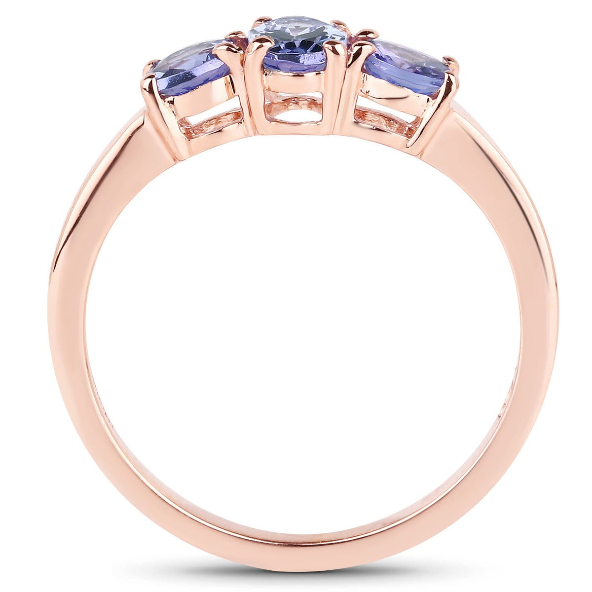 18K Rose Gold Plated 0.90 Carat Genuine Tanzanite .925 Sterling Silver Ring