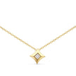 10K Yellow Gold 1/5 Cttw Bezel Set Princess Diamond Kite Shaped Solitaire Pendent Necklace