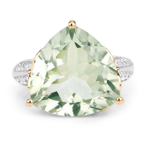 8.08 Carat Genuine Green Amethyst and White Topaz .925 Sterling Silver Ring - Rings - Custom Crafting Alliance, LLC
