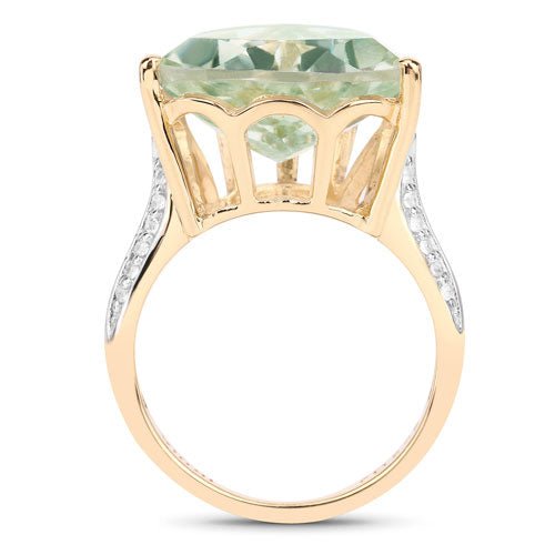 8.08 Carat Genuine Green Amethyst and White Topaz .925 Sterling Silver Ring - Rings - Custom Crafting Alliance, LLC