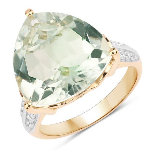 8.08 Carat Genuine Green Amethyst and White Topaz .925 Sterling Silver Ring - Rings - Custom Crafting Alliance, LLC