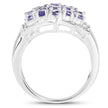 2.41 Carat Genuine Tanzanite and White Topaz .925 Sterling Silver Ring