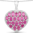 5.00 Carat Genuine Ruby and White Diamond .925 Sterling Silver Pendant