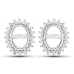 0.26 Carat Genuine White Diamond 14K White Gold Semi Mount Earrings - holds 8x6mm Oval Gemstones