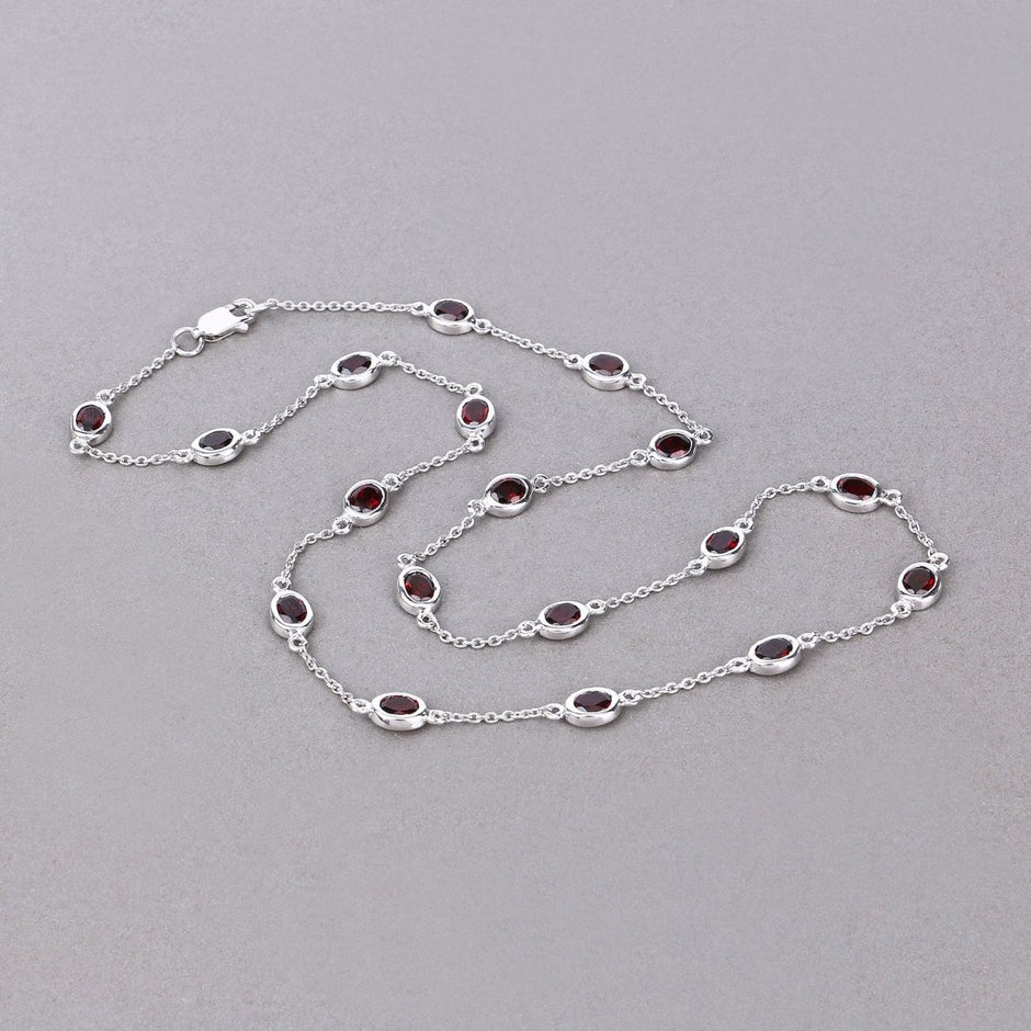 8.10 Carat Genuine Garnet .925 Sterling Silver Necklace - Necklaces - Custom Crafting Alliance, LLC