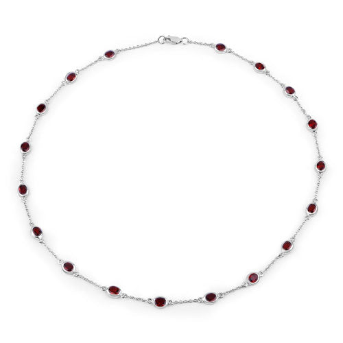 8.10 Carat Genuine Garnet .925 Sterling Silver Necklace - Necklaces - Custom Crafting Alliance, LLC