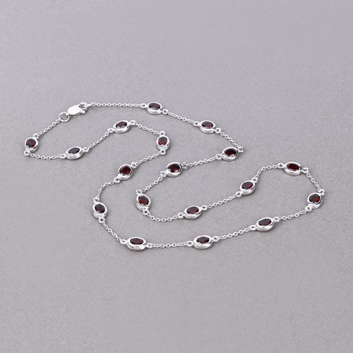 8.10 Carat Genuine Garnet .925 Sterling Silver Necklace - Necklaces - Custom Crafting Alliance, LLC