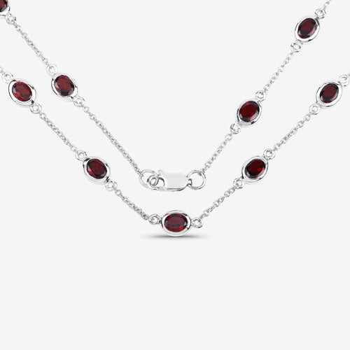 8.10 Carat Genuine Garnet .925 Sterling Silver Necklace - Necklaces - Custom Crafting Alliance, LLC
