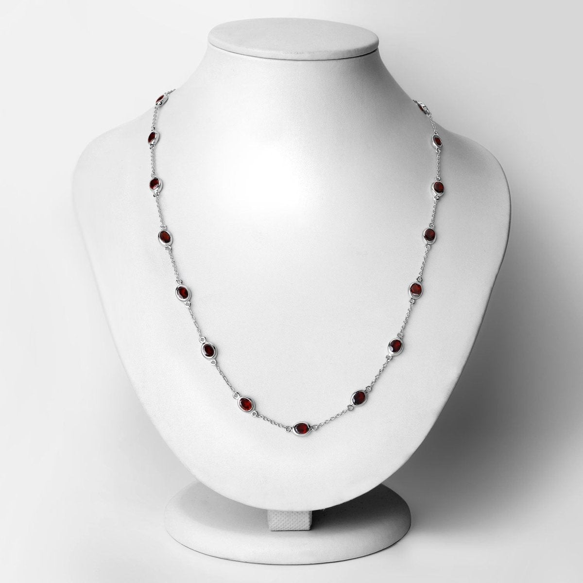 8.10 Carat Genuine Garnet .925 Sterling Silver Necklace - Necklaces - Custom Crafting Alliance, LLC