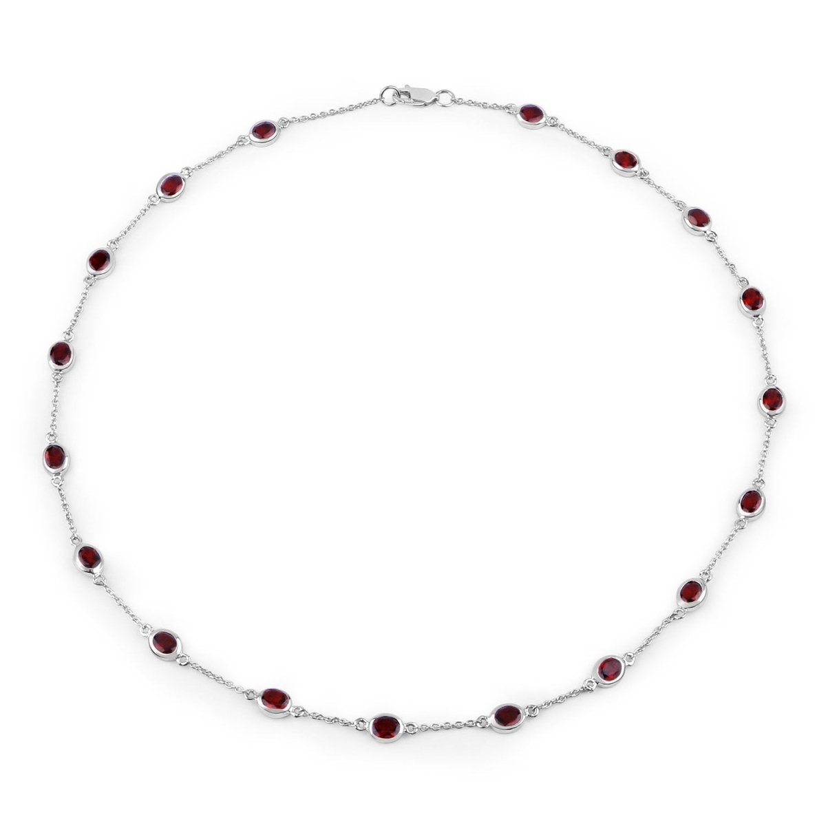 8.10 Carat Genuine Garnet .925 Sterling Silver Necklace - Necklaces - Custom Crafting Alliance, LLC