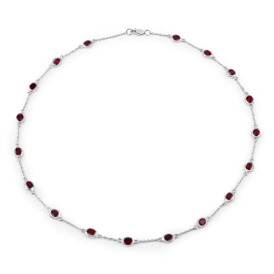 8.10 Carat Genuine Garnet .925 Sterling Silver Necklace - Necklaces - Custom Crafting Alliance, LLC