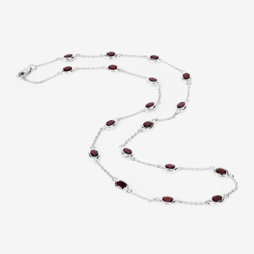 8.10 Carat Genuine Garnet .925 Sterling Silver Necklace - Necklaces - Custom Crafting Alliance, LLC
