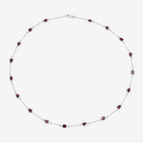 8.10 Carat Genuine Garnet .925 Sterling Silver Necklace - Necklaces - Custom Crafting Alliance, LLC