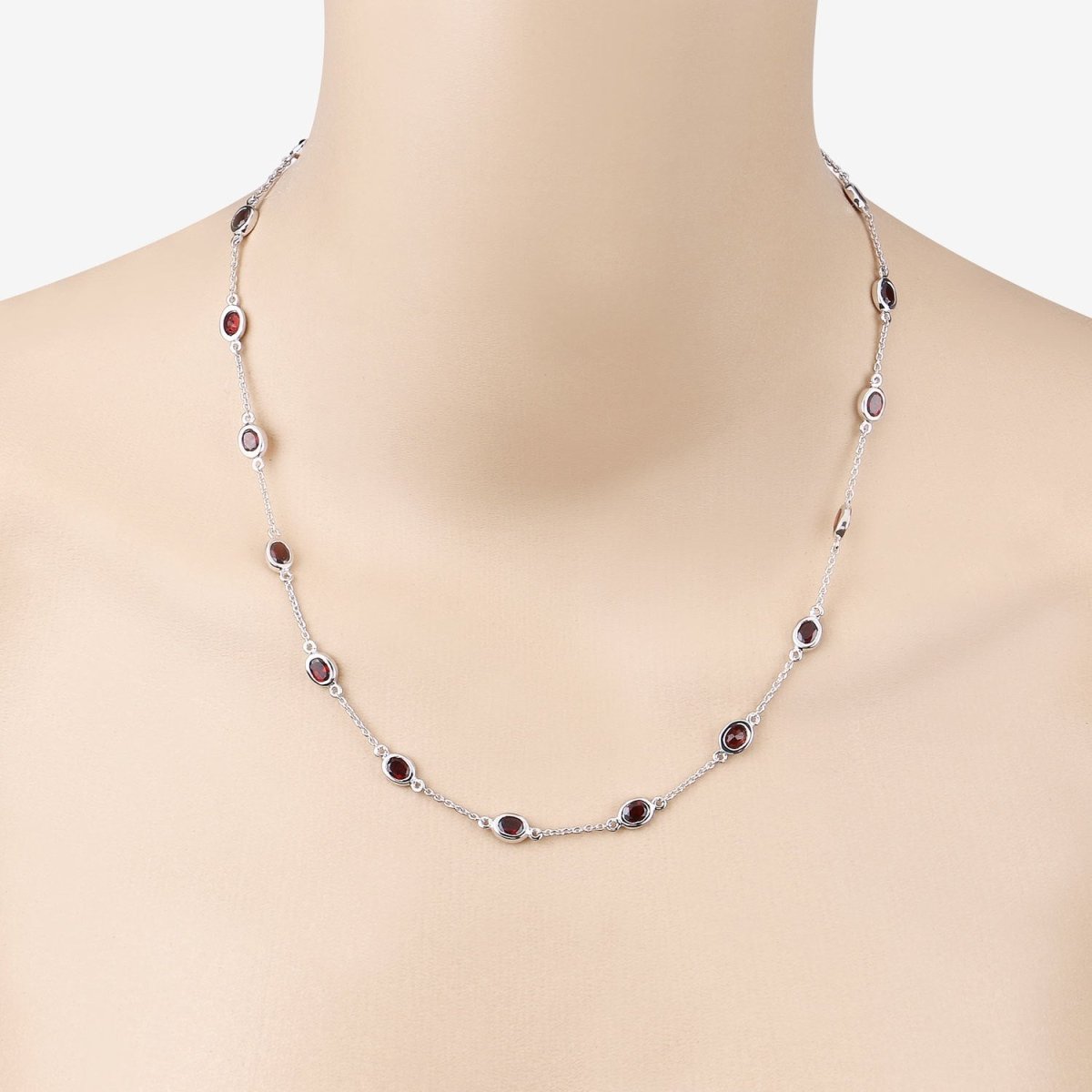 8.10 Carat Genuine Garnet .925 Sterling Silver Necklace - Necklaces - Custom Crafting Alliance, LLC