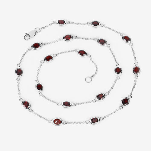 8.10 Carat Genuine Garnet .925 Sterling Silver Necklace - Necklaces - Custom Crafting Alliance, LLC