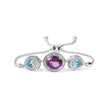 .925 Sterling Silver Oval Amethyst and Pear Blue Topaz with Diamond Accent Lariat 4â€-10â€ Adjustable Bolo Bracelet (H-I Color, SI1-SI2 Clarity)