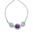 .925 Sterling Silver Oval Amethyst and Pear Blue Topaz with Diamond Accent Lariat 4â€-10â€ Adjustable Bolo Bracelet (H-I Color, SI1-SI2 Clarity)