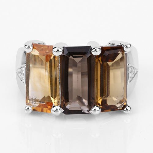 8.17 Carat Genuine Multi Stones .925 Sterling Silver Ring - Rings - Custom Crafting Alliance, LLC