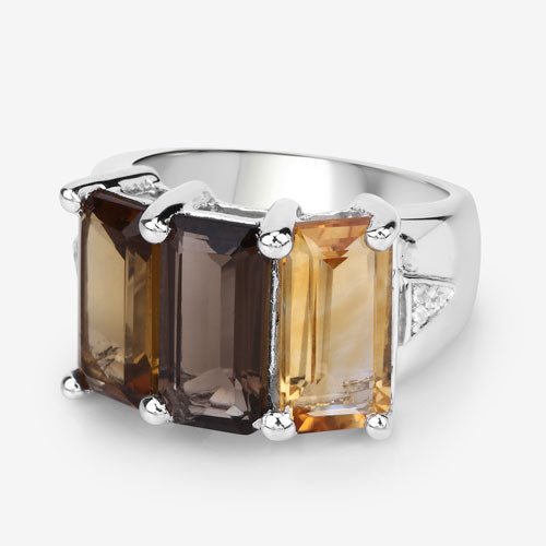 8.17 Carat Genuine Multi Stones .925 Sterling Silver Ring - Rings - Custom Crafting Alliance, LLC