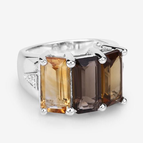 8.17 Carat Genuine Multi Stones .925 Sterling Silver Ring - Rings - Custom Crafting Alliance, LLC
