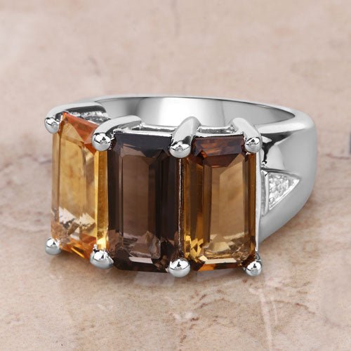8.17 Carat Genuine Multi Stones .925 Sterling Silver Ring - Rings - Custom Crafting Alliance, LLC