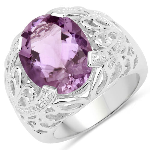 8.24 Carat Genuine Amethyst and White Topaz .925 Sterling Silver Ring - Rings - Custom Crafting Alliance, LLC