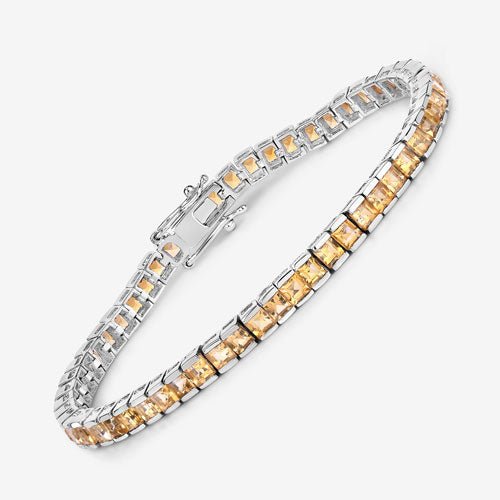 8.25 Carat Genuine Citrine .925 Sterling Silver Bracelet - Bracelets - Custom Crafting Alliance, LLC