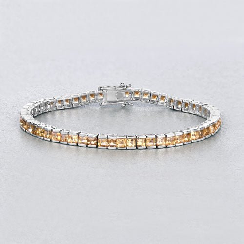 8.25 Carat Genuine Citrine .925 Sterling Silver Bracelet - Bracelets - Custom Crafting Alliance, LLC