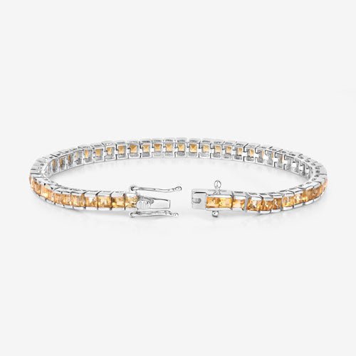 8.25 Carat Genuine Citrine .925 Sterling Silver Bracelet - Bracelets - Custom Crafting Alliance, LLC