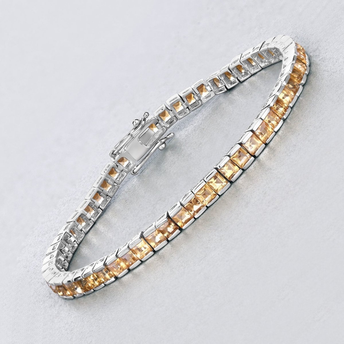8.25 Carat Genuine Citrine .925 Sterling Silver Bracelet - Bracelets - Custom Crafting Alliance, LLC