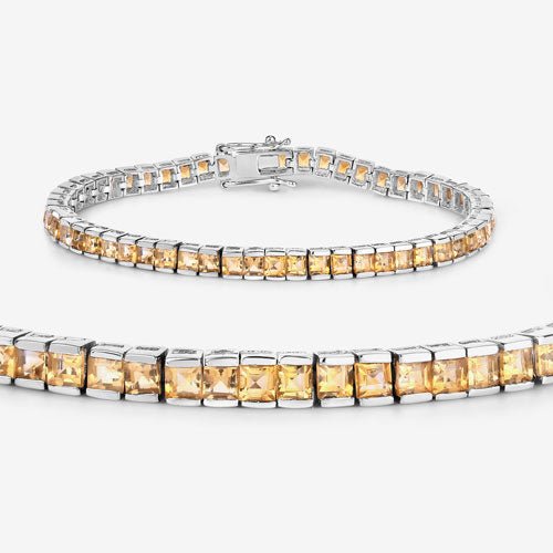 8.25 Carat Genuine Citrine .925 Sterling Silver Bracelet - Bracelets - Custom Crafting Alliance, LLC