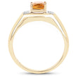 14K Yellow Gold Plated 1.36 Carat Genuine Citrine & White Topaz .925 Sterling Silver Ring