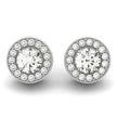 14k White Gold Round Diamond Halo Milgrain Border Earrings (3/4 cttw)