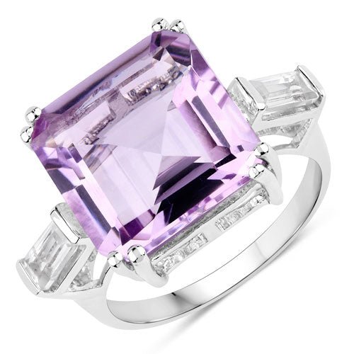 8.30 Carat Genuine Pink Amethyst and White Topaz .925 Sterling Silver Ring - Rings - Custom Crafting Alliance, LLC