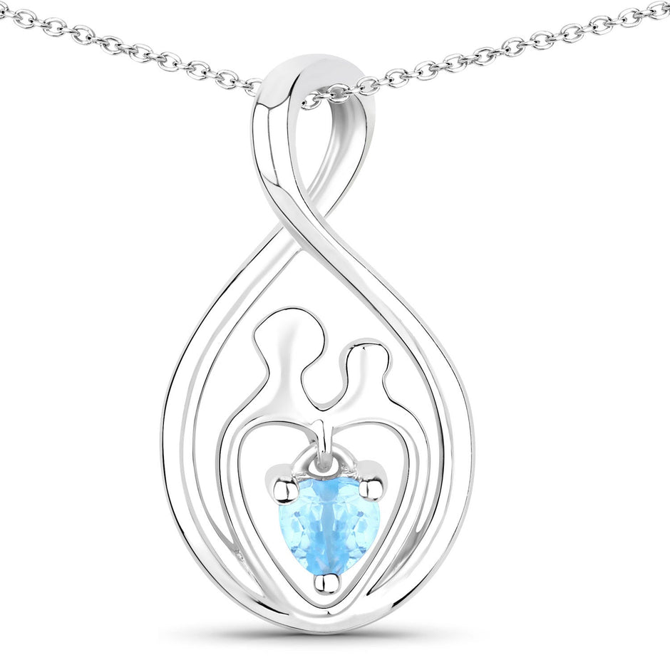 0.13 Carat Genuine Swiss Blue Topaz .925 Sterling Silver Pendant