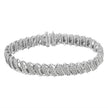 .925 Sterling Silver 3.0 Cttw Diamond Multi Row Cluster Slanted Wave Link 7-Â¼â€ Tennis Bracelet (I-J Color, I2-I3 Clarity)