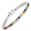 8.36 Carat Genuine Multi Sapphire .925 Sterling Silver Bracelet - Bracelets - Custom Crafting Alliance, LLC
