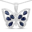 1.67 Carat Genuine Blue Sapphire and White Zircon .925 Sterling Silver Pendant