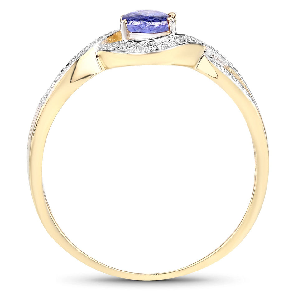0.75 Carat Genuine Tanzanite .925 Sterling Silver Ring
