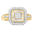10K Yellow Gold 1/2 Cttw Diamond Square Cluster Cocktail Ring