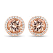 1.60 Carat Genuine Morganite and White Diamond 14K Rose Gold Earrings