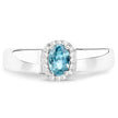 0.68 Carat Genuine Blue Zircon and White Zircon .925 Sterling Silver Ring