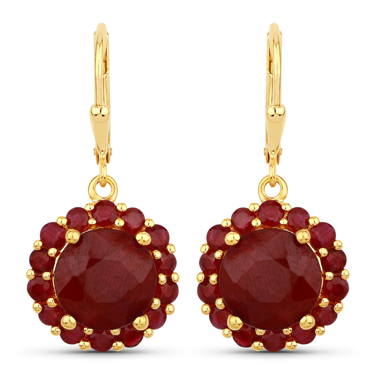 11.37 Carat Dyed Ruby and Ruby .925 Sterling Silver Earrings