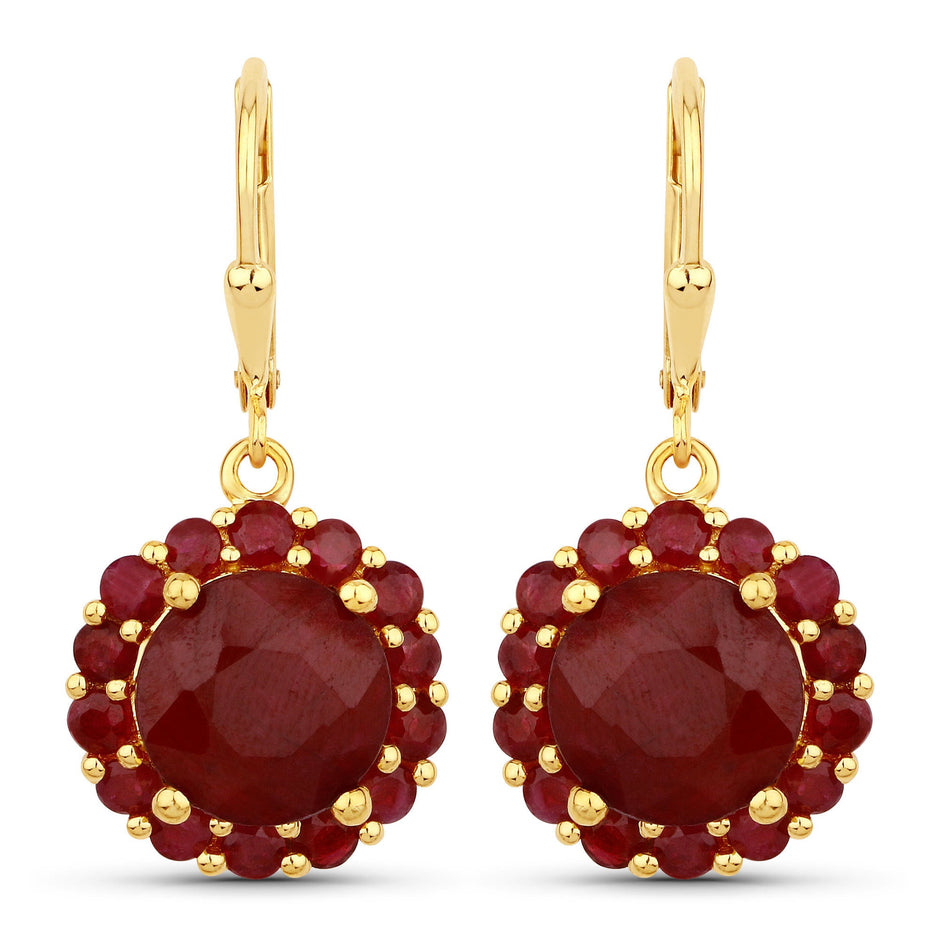 11.37 Carat Dyed Ruby and Ruby .925 Sterling Silver Earrings