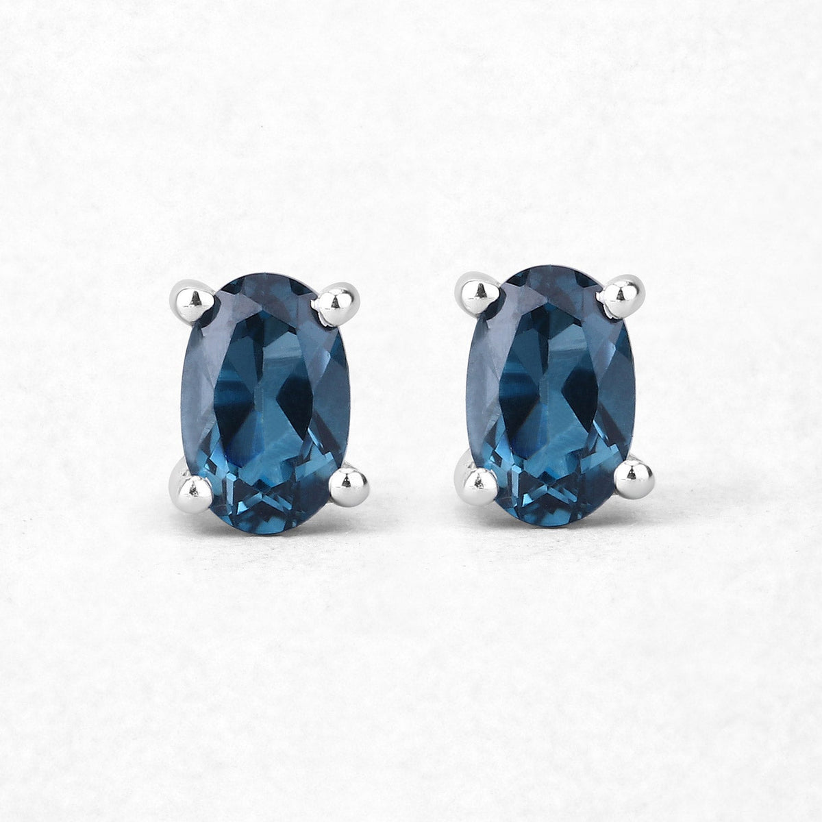1.08 Carat Genuine London Blue Topaz .925 Sterling Silver Earrings