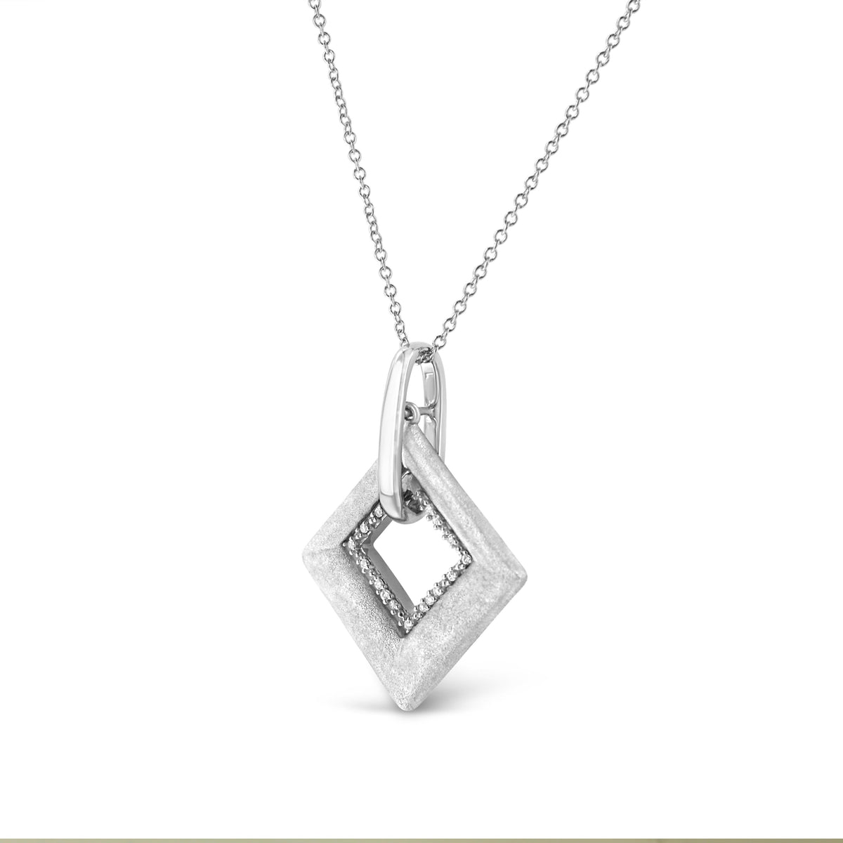 .925 Sterling Silver Pave-Set Diamond Accent Kite Shape 18