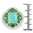 5.49 Carat Genuine Emerald, Chrome Diopside and White Diamond .925 Sterling Silver Ring