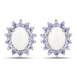 2.44 Carat Genuine Opal and Tanzanite .925 Sterling Silver Earrings